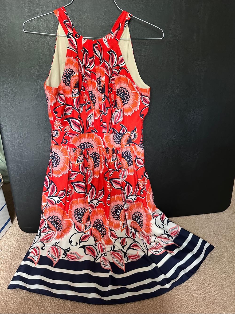Pleated front racer back floral dress